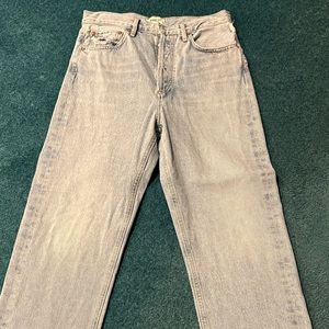 AGOLDE white wash wide leg button fly jeans